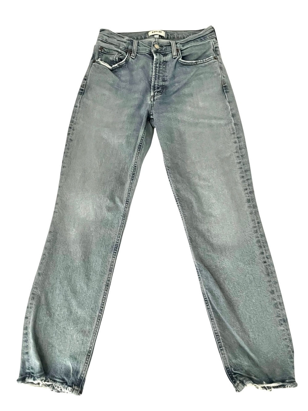 AGOLDE Kye Light Wash Raw Hem Jeans Size 25 Organic Cotton Straight Leg